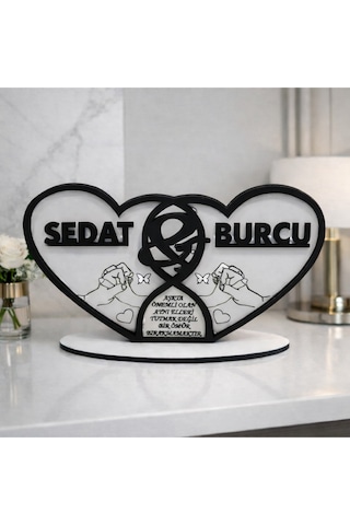 Kişiye Özel Masa İsimliği Kalp Ve Aşk Temalı No23