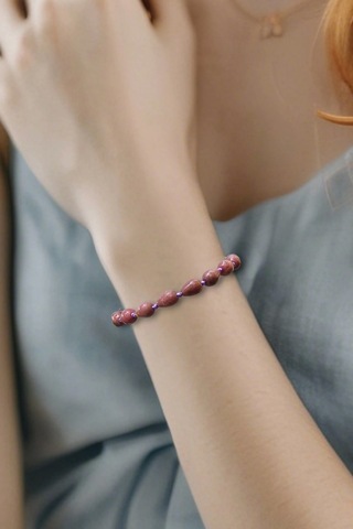 Damla Kesim Rodonit Bileklik Makrome Ayarlı 414-5 Koyu Pembe