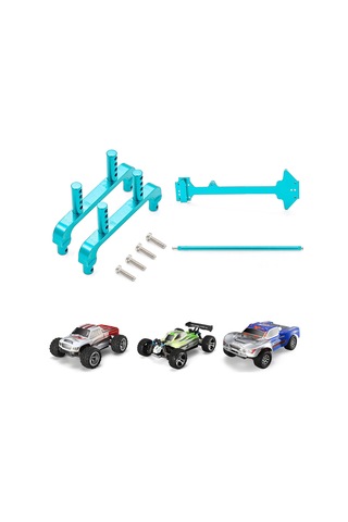Youmex Wltoys 1/18 A959 A949 A969 A979 K929 İçin Alüminyum Araç Kasa Direği + Orta Vites Mil + İkinci Kat Tahta Yükseltme Seti Mavi