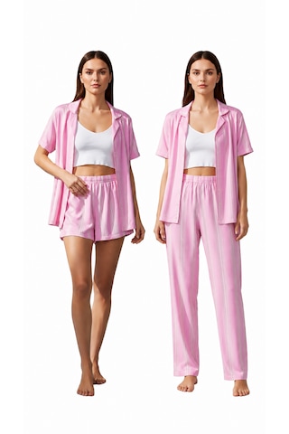 Divinus Pembe Çizgili Ev Giyimi 6 Lı Set Pantalon/şort/bluz/büstiyer/çorap/toka Divinus Pembe Çizgili Ev Giyimi 6 Lı Set Pantalon/şort/bluz/büstiyer/çorap/toka