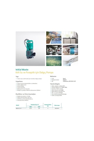 Wilo Waste 14.9 Dalgıç Pompa - Foseptik Sular Için - Flatörlü -