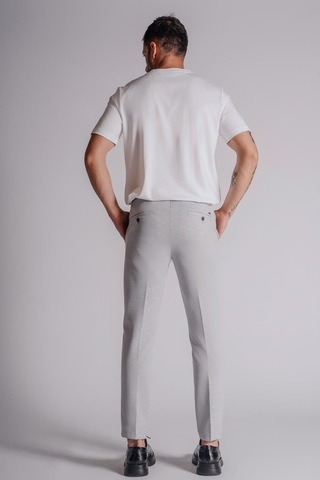 Erkek Yandan Cepli Beli Lastikli Slim Fit Chino Pantolon Gri Gri