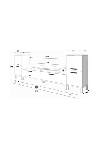 Decoraktiv Ekoflex On2 Slm Krom Ayaklı Tv Ünitesi Tv Sehpası Ceviz