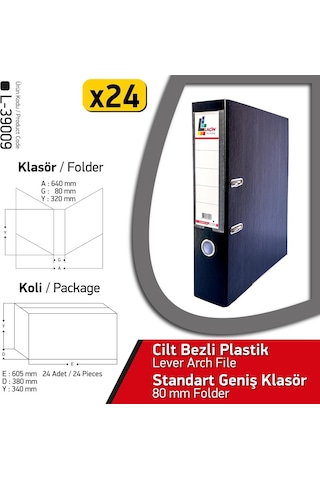 Laçin Klasör Siyah Geniş 24 Adet 1 Koli
