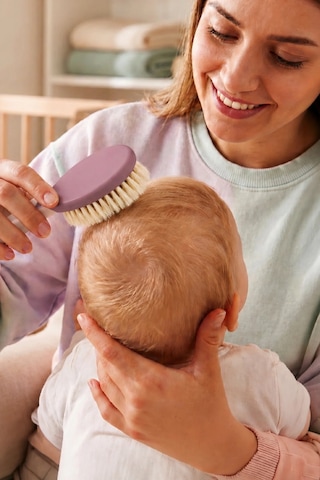 Babyjem Sertifikalı Yumuşak Doğal Bebek Kıl Fırça Tarak Seti Mavi