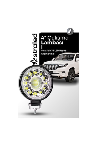 33led 12-24 Volt Yuvarlak Spot Far Oto Çalışma Lambası Atv Kamyon Tır Traktör Offroad