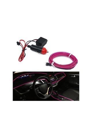 Cbtx Araba Dekorasyonu İçin 5m Çakmak El Şerit Işığı Ortam Işıkları Sürücülü Parlayan Halat Işığı - Pembe
