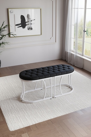 Selenit Lüks Puf Bench Bank 45 110 Beyaz Siyah