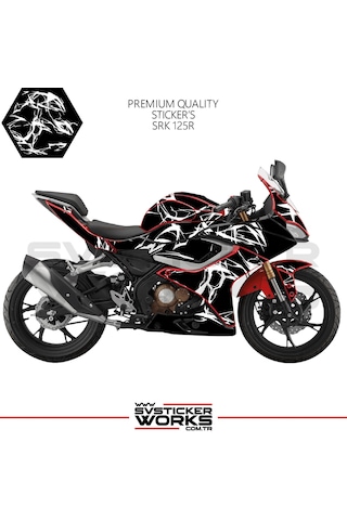 Rks Srk 125r Kaplama Sticker Şimşek Yıldırım Motor Kaplama Modeli Hazır Kit Beyaz