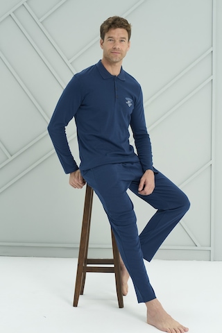 Erkek Interlok Penye Uzun Kol Pijama Takımı 2206 Açık Lacivert Açık Lacivert