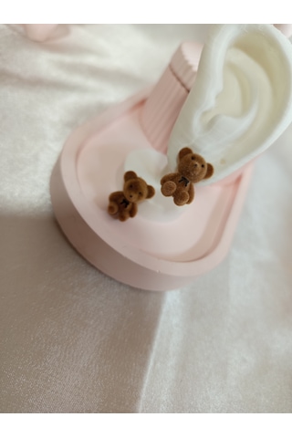 Koyu Kahverengi Peluş Ayıcık Küpe