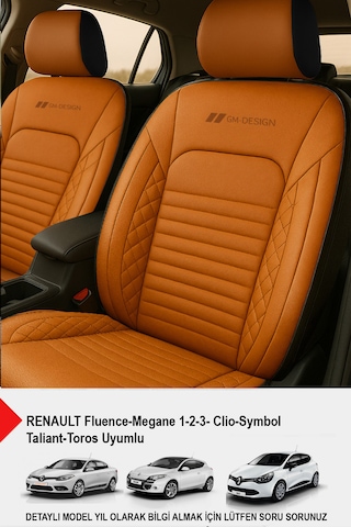 İstanbul Serisi Deri Oto Koltuk Kılıfı Renault Fluence-megan 1-2-3-clio-symbol-tailant-toros Taba