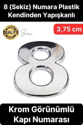 No 8 Kapı Numarası Kendinden Yapışkanlı Masa Dolap Plastik Ev Posta Kutusu Dış Mekan Daire 3,75 Cm