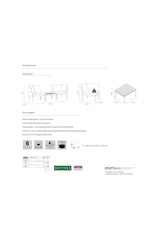 Limni Home Mini Multilounge Bahçe Ve Balkon Mobilyası Gri Çok Renkli