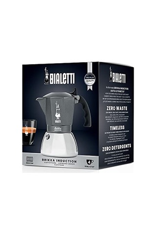 Brikka İndüksiyon: 4 Cups Ocak Üstü Bol Köpüklü Espresso Pişirici - 170ml - Alt Hazne: Dış Paslanmaz Çelik İ