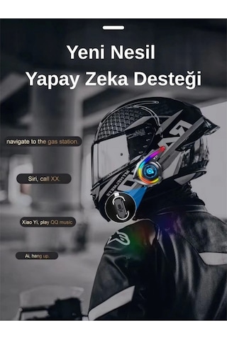 Ceylan Adam Y21 Rgb Işık Efektli Intercom Bluetooth Motosiklet Kask Kulaklığı Intercom Kulaklık