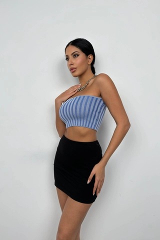 Valensdesign Straplez Fitilli Crop A.mavi-k.mavi