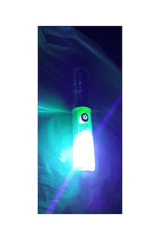 El Feneri Multi Fonksiyonlu Beyaz Lazer Beyaz Led Kırmızı Ve Mavi Led Uv Led Zoomlu Mercek Gri