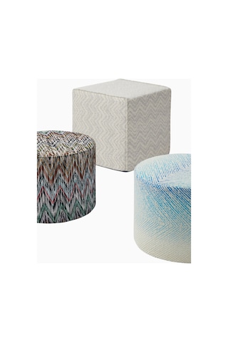 Missoni Columbia Zigzag Jakarlı Küp Bej Puf, Lüks Italyan Tasarım