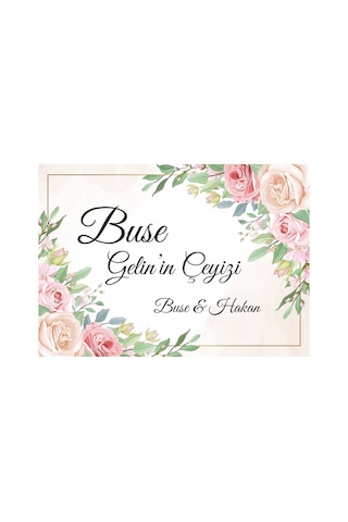 Pembe Gül Kenarlıklı Çiçek Suluboya Çeyiz Koli Etiketi 10 Adet A4 Ebat Baskılı Sticker Diğer