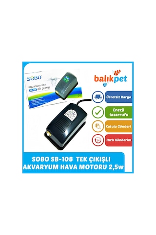 Sobo Sb-108 Akvaryum Hava Motoru 2.5w 3 Litre Minimum