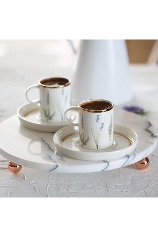 Porland Botanical Kahve Takımı 4 Parça Beyaz
