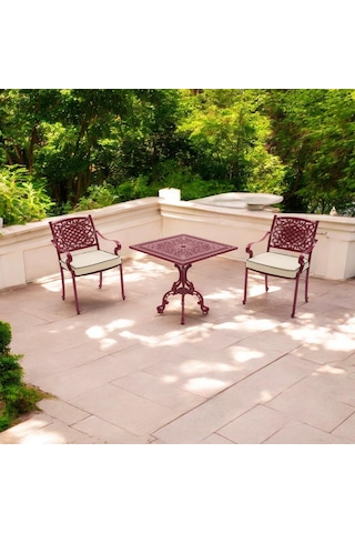 Helen Kırmızı Döküm Masa Ve Sandalye Seti Rehome Kırmızı