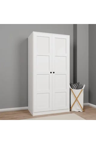 Lucas 2 Kapılı Yüklük, Yorgan, Yastık Dolabı - Mat Beyaz Beyaz