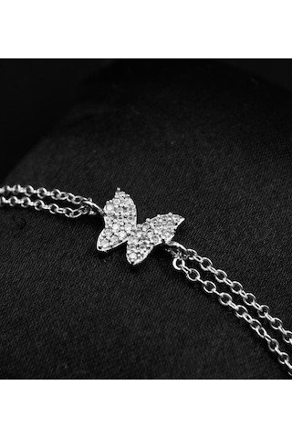 Sevgililer Gününe Özel Kişiye Özel Kutulu Metal Kordon Saat & Kelebek Bileklik & Zirkon Taşlı Bileklik Seti