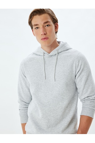 Koton Şardonlu Pamuklu Basic Kapşonlu Sweatshirt Gri 5wam70001mk Gri