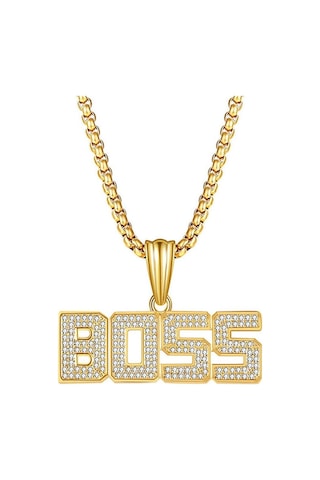 Boss Unisex Kolye Sarı Altın