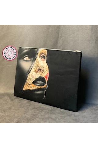 Uretti - Mehtap 4435 - Pop Art Desenli Clutch Çanta - Siyah Siyah