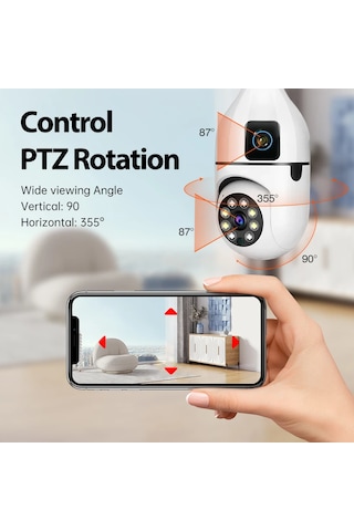 4mp Ampul Kablosuz Wifi Kamera Çift Lens Ip 2 Yönlü Ses