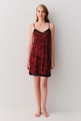 Suwen Splendid Gecelik Sh2623361395 Kırmızı Desenli