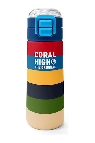 Coral High 500 Ml Erkek Çocuk Çok Renkli Çizgi Desenli Çelik Termos Matara - Okul Suluğu