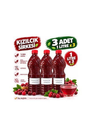 Kızılcık Sirkesi 1 Lt. X 3