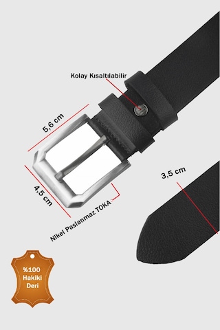 Deepsea Erkek Siyah %100 Hakiki Deri Spor Kot Kemeri 4,5 Cm Kot Ve Kanvas Pantolonlara Uygun Kemer 2502634 Siyah