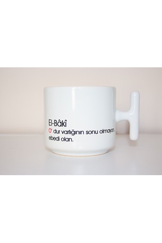 El Baki Esma Serisi T Kulplu Seramik Beyaz Kupa Bardak Hediyelik Beyaz