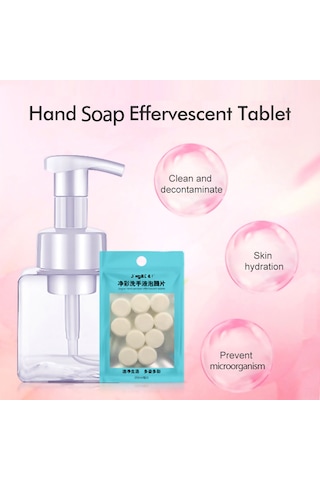 Yaozixa El Sabunu Fırçılı Tabletler - 10 Adet/poşet, Köpük Oluşturucu Flakonlu, Derin Temizleme, Nemlendirici, Alkolsüz Beyaz