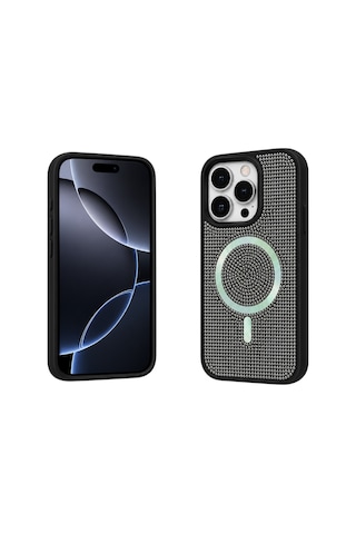 Nettech Apple iPhone 11 Uyumlu Taşlı Seri Arka Koruma Kılıf - Gri