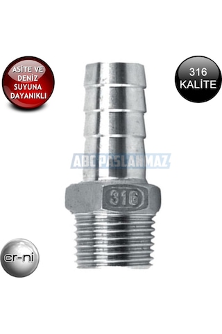 Paslanmaz Krom Hortum Rekoru(Hortum Ucu) 316 Kalite(Ölçü Seçiniz)