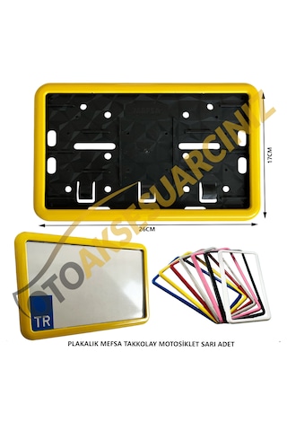Plakalık Plastik Tak Kolay Motor Motosiklet Sarı Çerçeveli 1 Ad