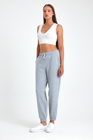 Kadın Siyah-antrasit Pamuklu Kalın Paçası Lastikli Yüksek Bel Rahat Jogger 2'li Eşofman Altı 001