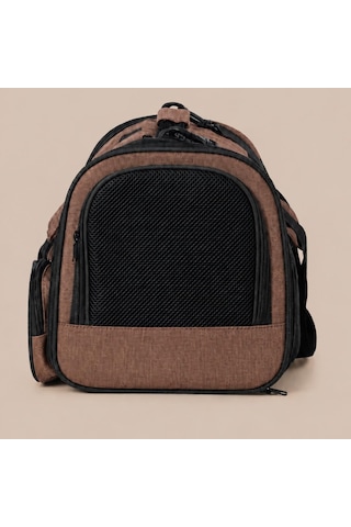 Tr Flycomfort Kedi Köpek Taşıma Çantası, Naylon, 40x30x35 Cm, Kabin Boy, Uçak Uyumlu, Yırtılmaz File Kahverengi