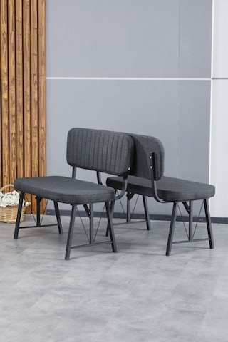 Hayat Serisi Mutfak, Yemek, Bahçe, Kafe, Modern Bench, Puf, 1 Adet - Antrasit Antrasit