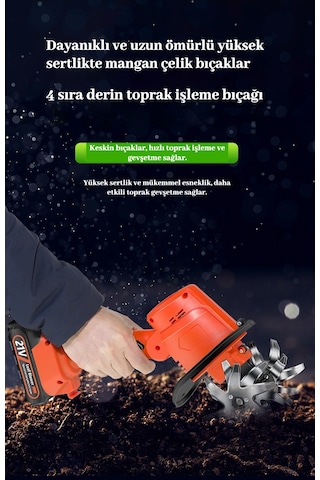 Snapbuy Elektrikli Şarjlı Mini Toprak İşleme Çapa Makinesi (Pil Ve Şarj Dahil Değildir)