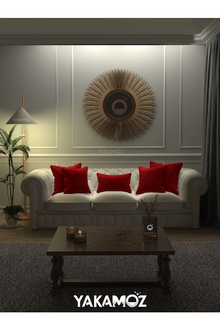 Br Yakamoz Kırmızı Renk Kırlent , Yastık Kılıfı Kadife Görünümlü Velvet Touch Serisi Kırmızı
