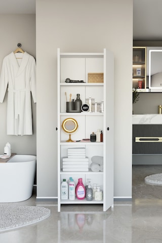 Alpaevmobilya Çok Amaçlı 2 Kapaklı 5 Raflı 150 Cm Banyo Dolabı Organizer Düzenleyici Ve Çamaşır Odası Dolabı Beyaz