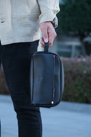 Newısh Polo Accessorıes Erkek Siyah Suya Dayanıklı Suni Vegan Deri Traşlık Bakım Seyahat El Çantası Portföy/clutch Siyah