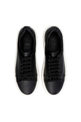 Siyah Casual Bağcıklı Deri Sneakers 13213024c006 002 Siyah